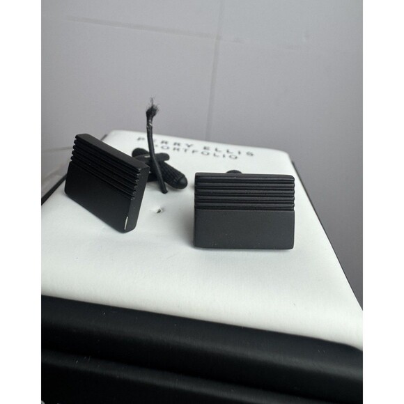 Perry Ellis Black Coated Cuff Links - Picture 4 of 6